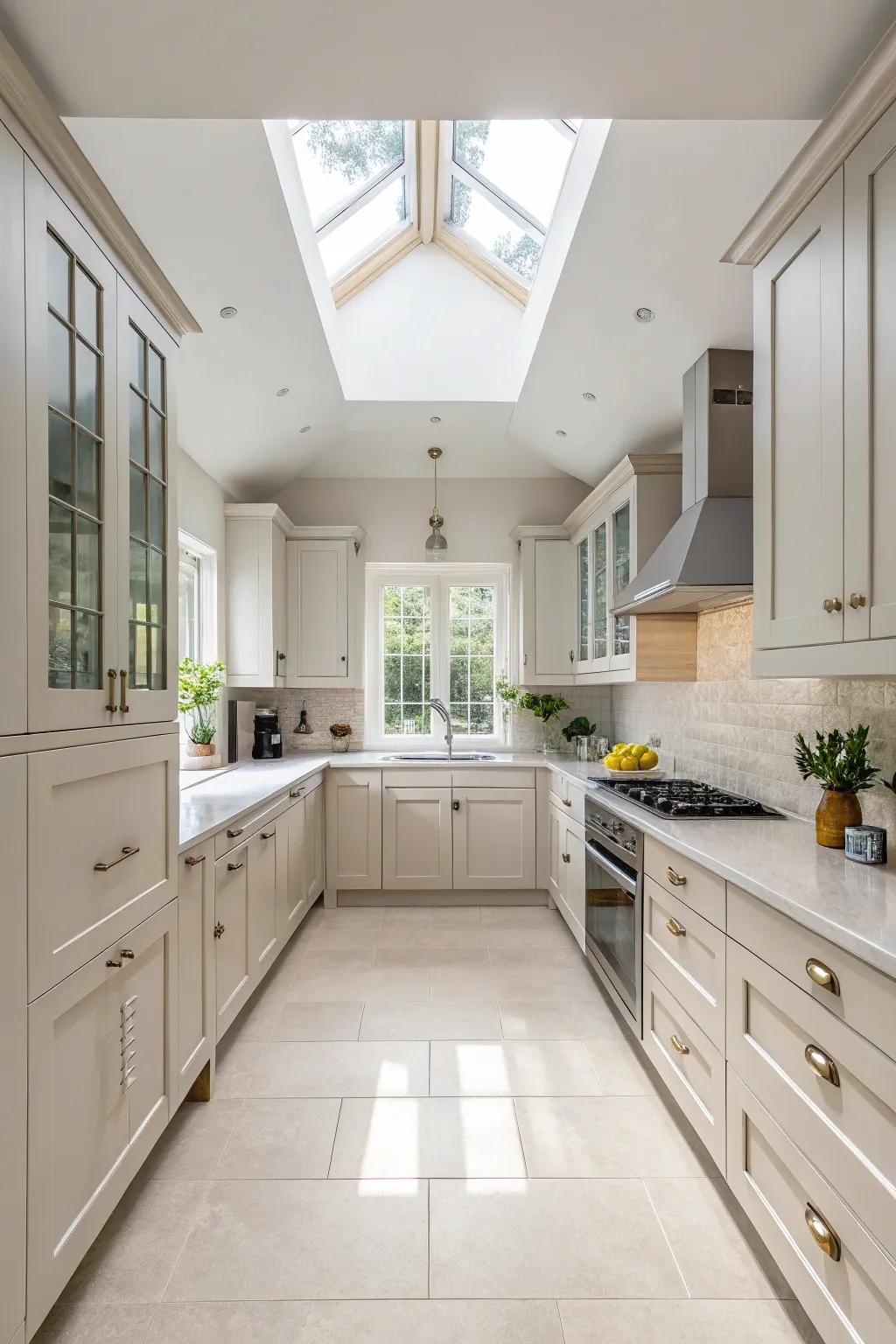 Extended cabinets provide increased storage capacity and an enhanced sense of spaciousness.