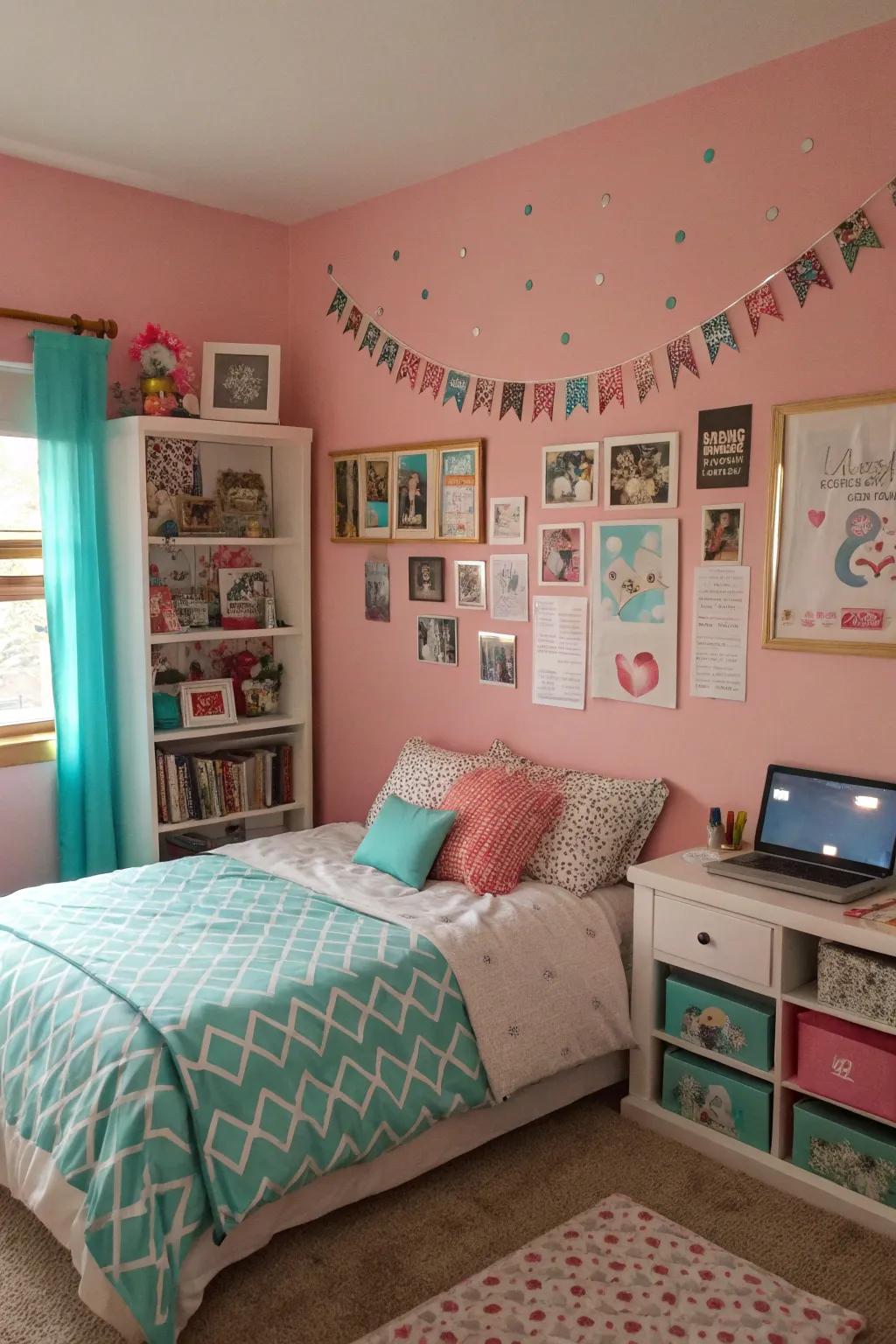 A serene room showcasing a pastel scheme, perfect for unwinding.