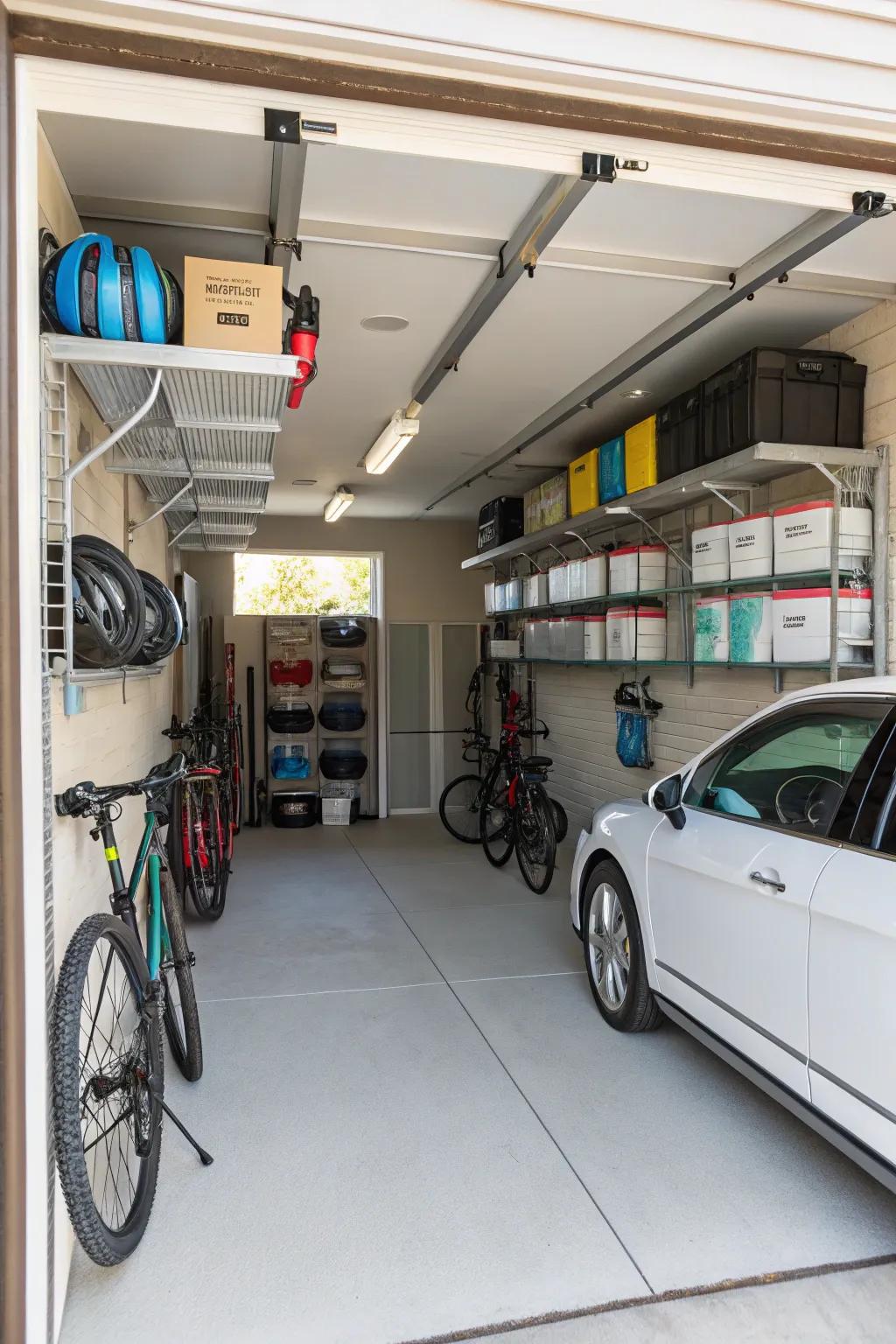 Capitalize on your garage's vertical space with overhead racks.