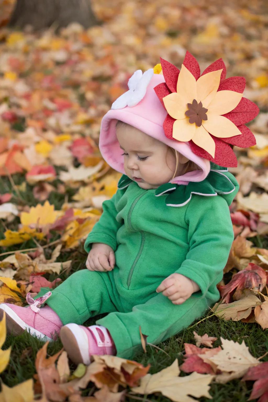 An enchanting flower costume, a wonderful choice for Halloween.