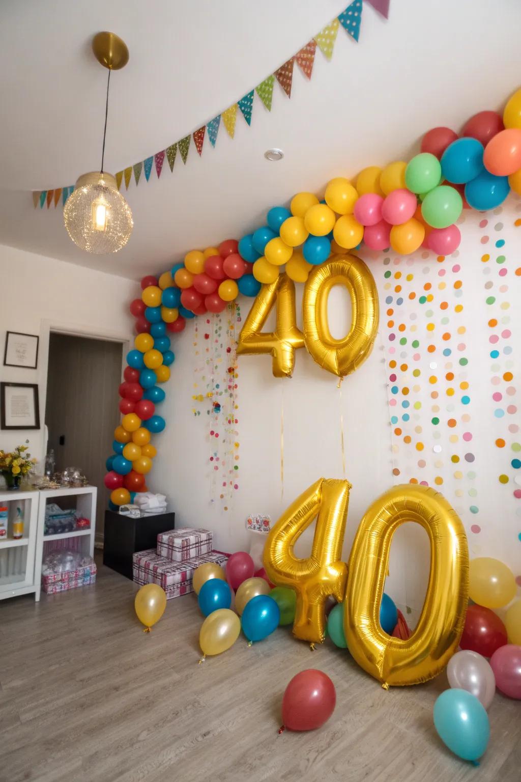Lavish Balloon Display: Making a Statement with '40'