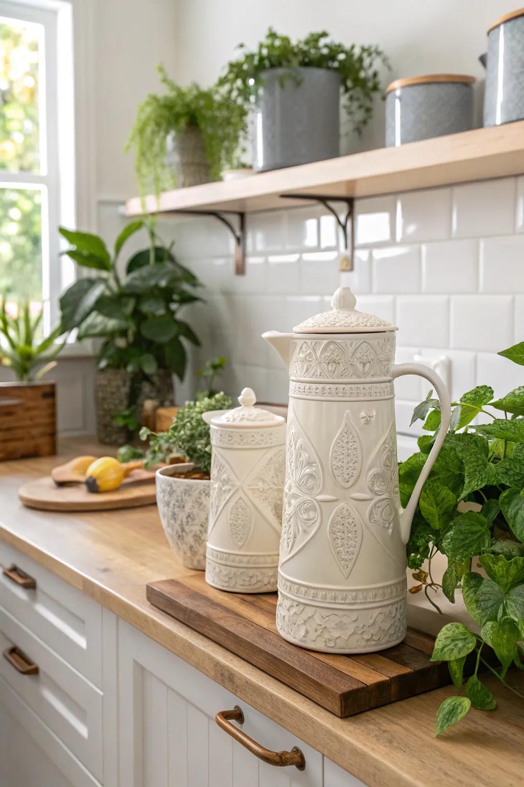 Stylish earthenware pots transform water storage into a display of taste.