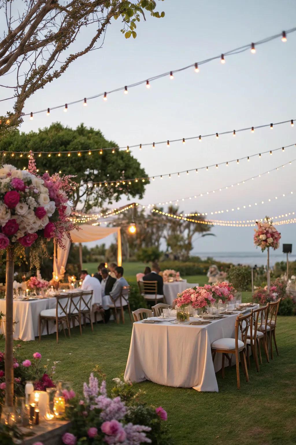 An elegant garden party setting ideally suited for a 70th birthday.