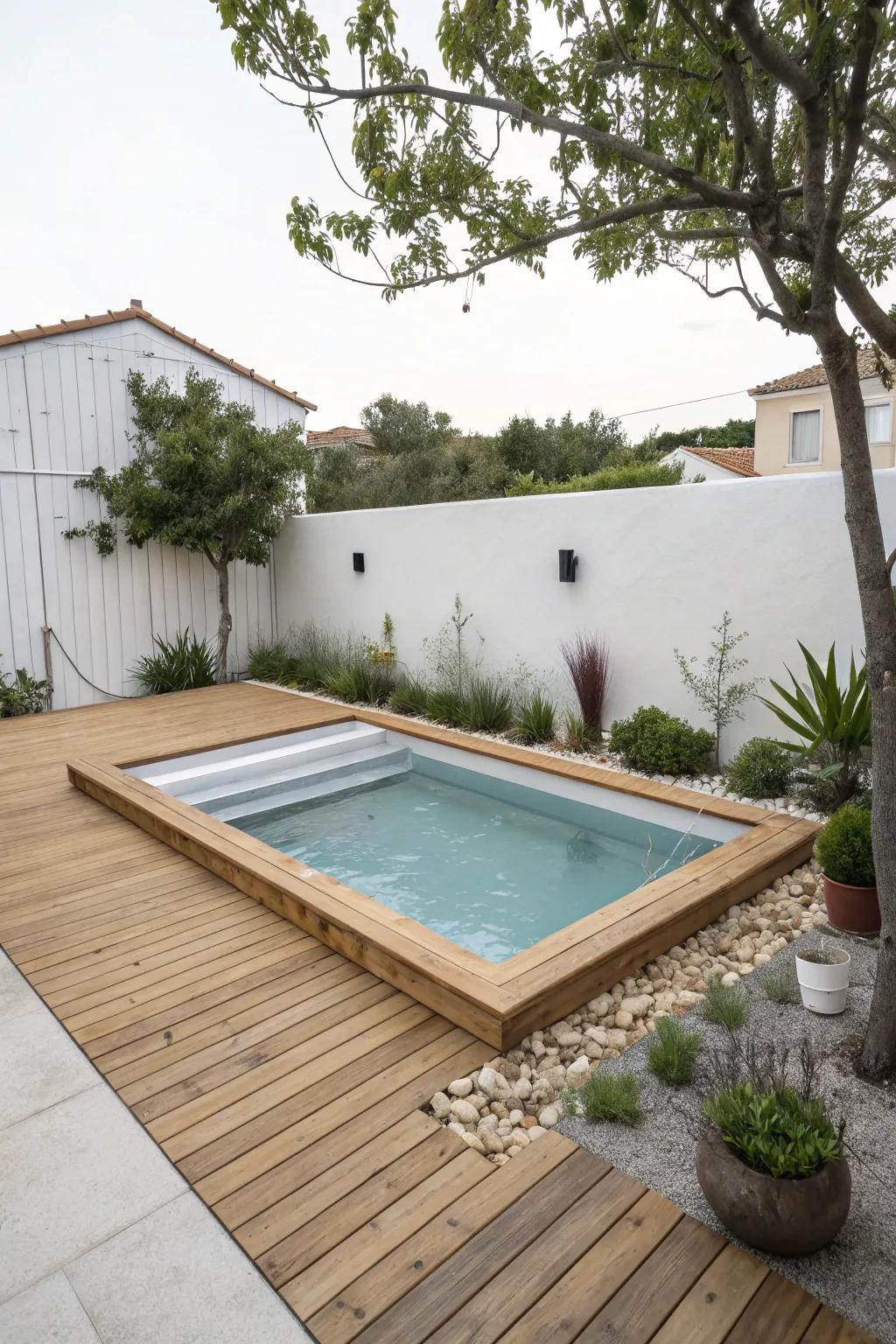Simplicity is beautiful with a minimalistic timber pool deck.