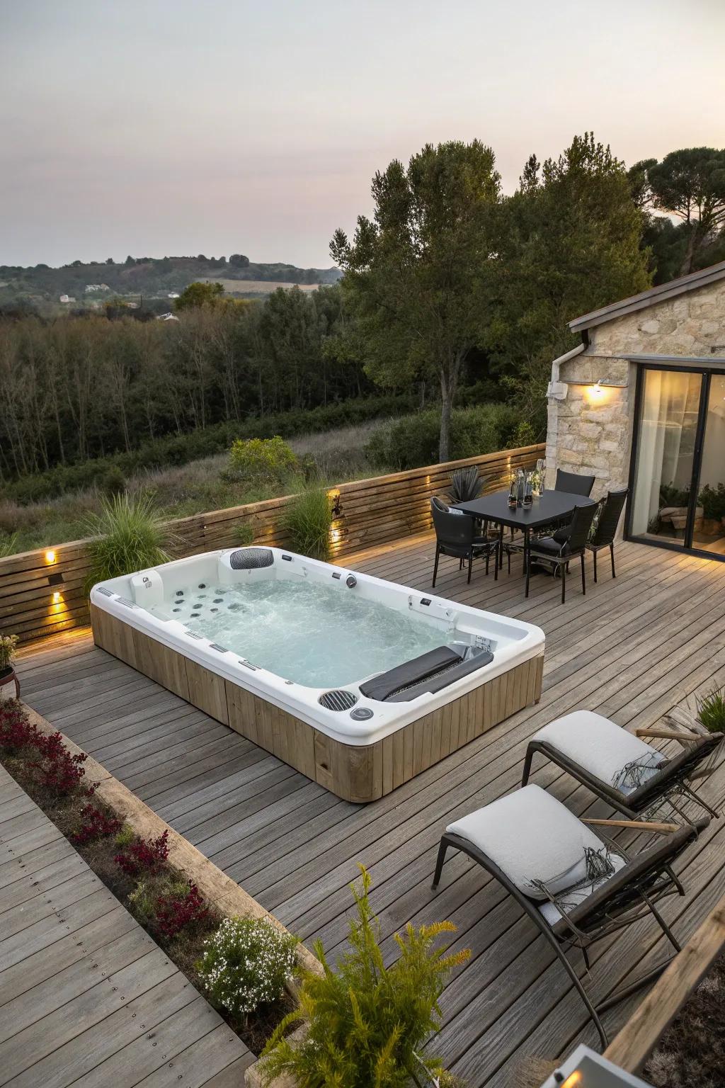 Decks contribute style and functionality to your hydropool area.