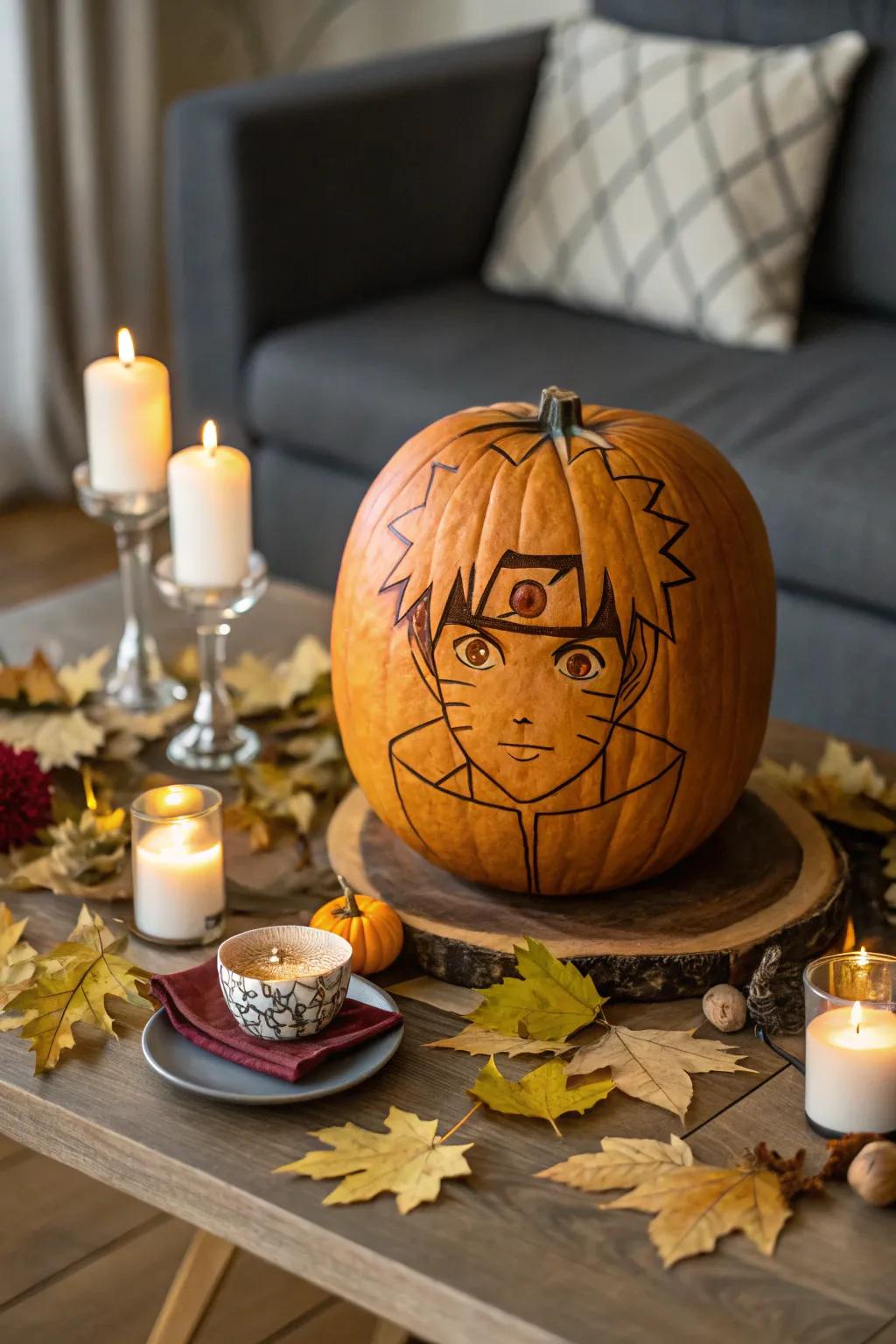 Give life to your favorite anime characters with sculpted pumpkin portraits.