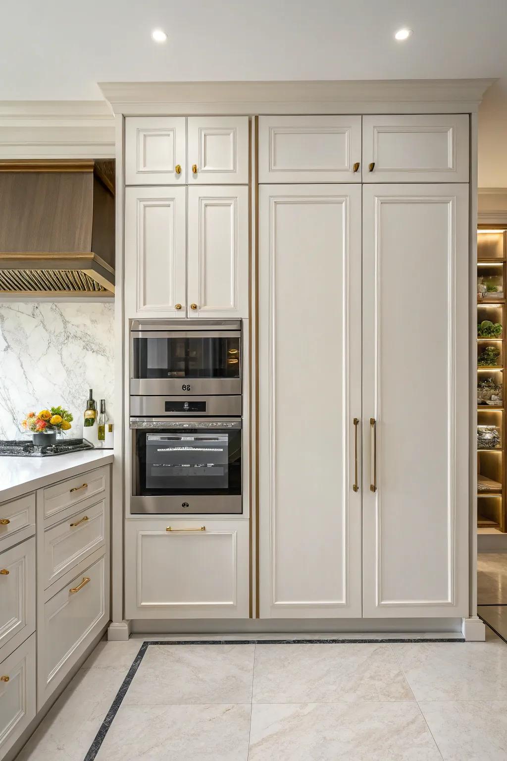 Hidden storage solutions keep kitchen appliances neatly out of view, enhancing a minimalist design.