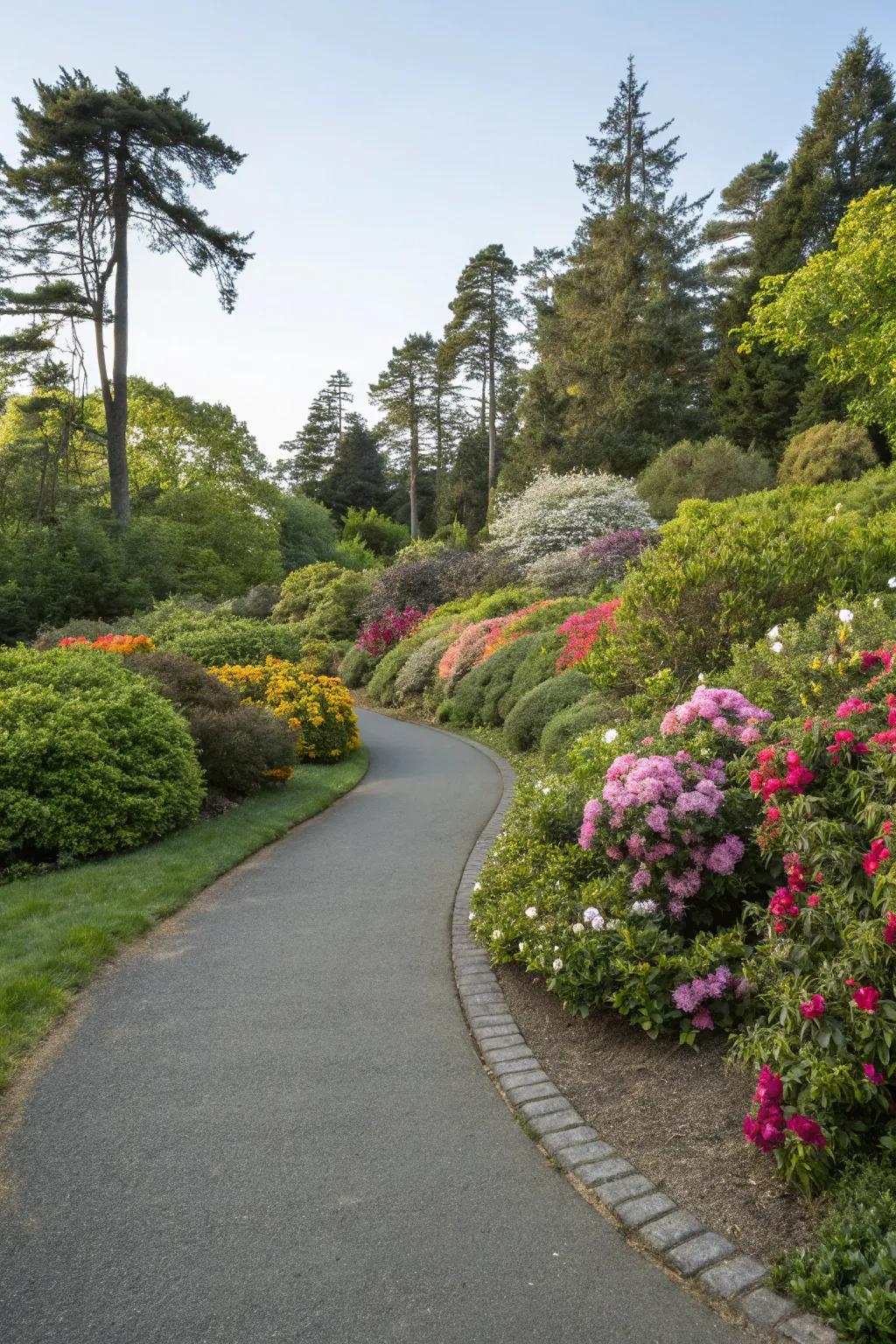 A winding tar pathway introduces sophistication and convenience to your garden.