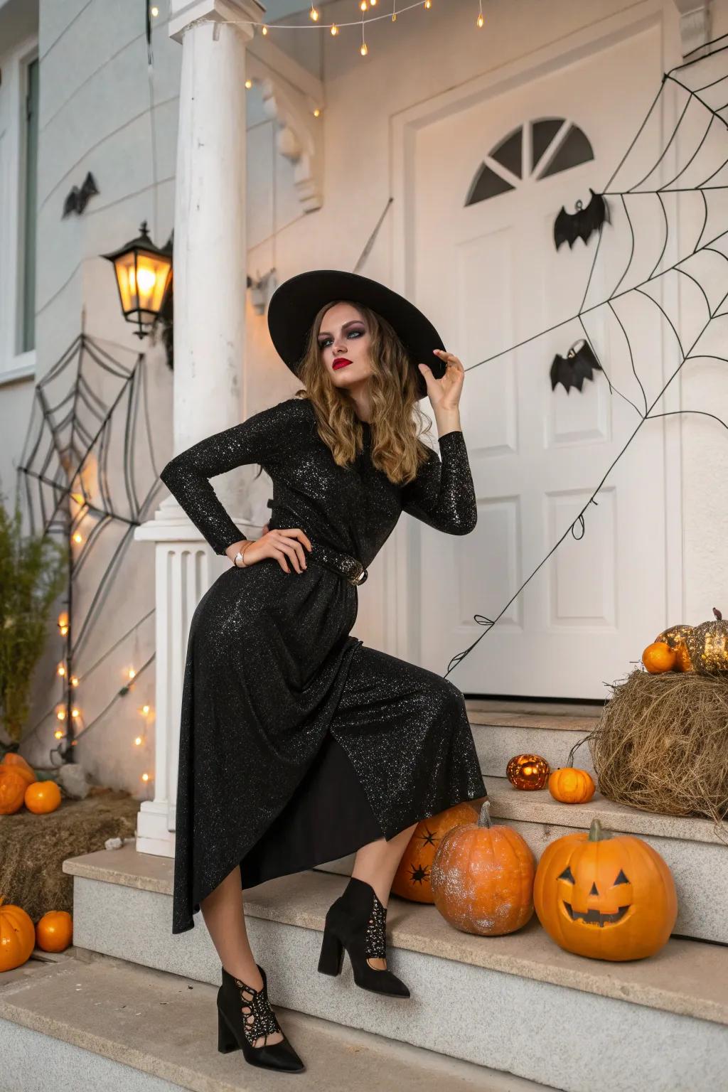 Reinterpreting the traditional sorceress attire with a fashionable modern twist.