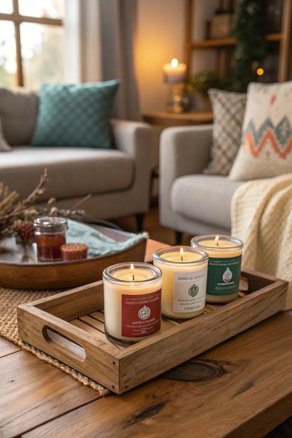 Customized candles are a warm and welcoming present.