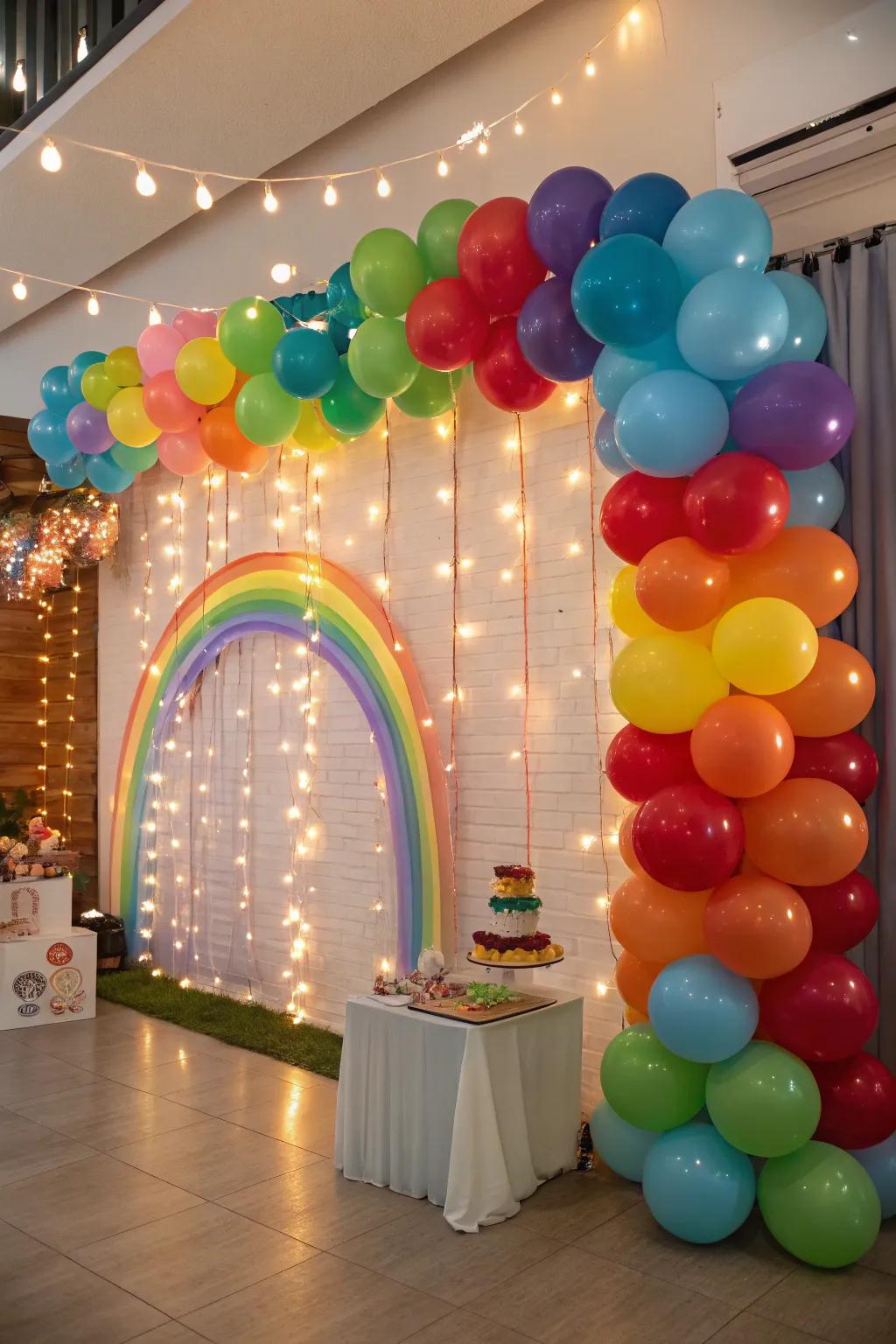 Transform your party with a vibrant balloon backdrop.