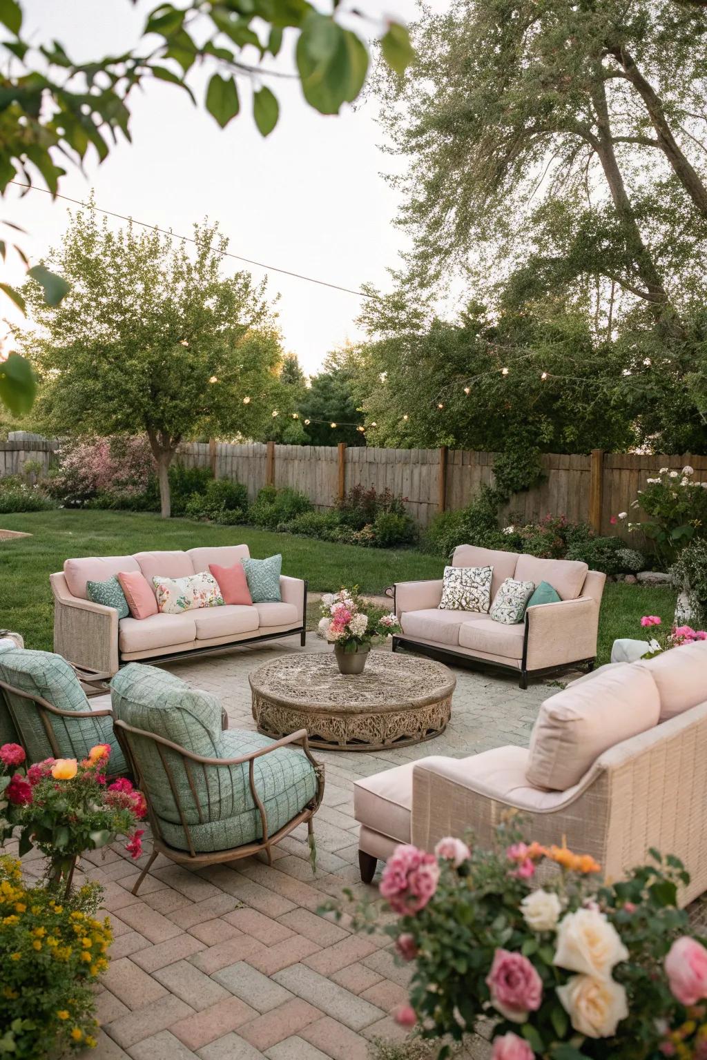An inviting seating arrangement perfect for evening conversations.