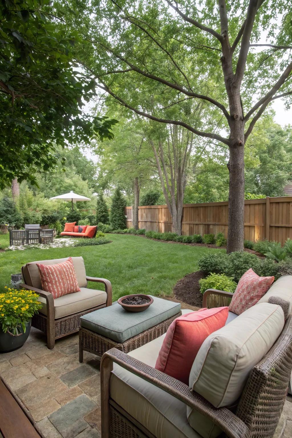 A welcoming lounge area transforms any backyard into an inviting retreat.