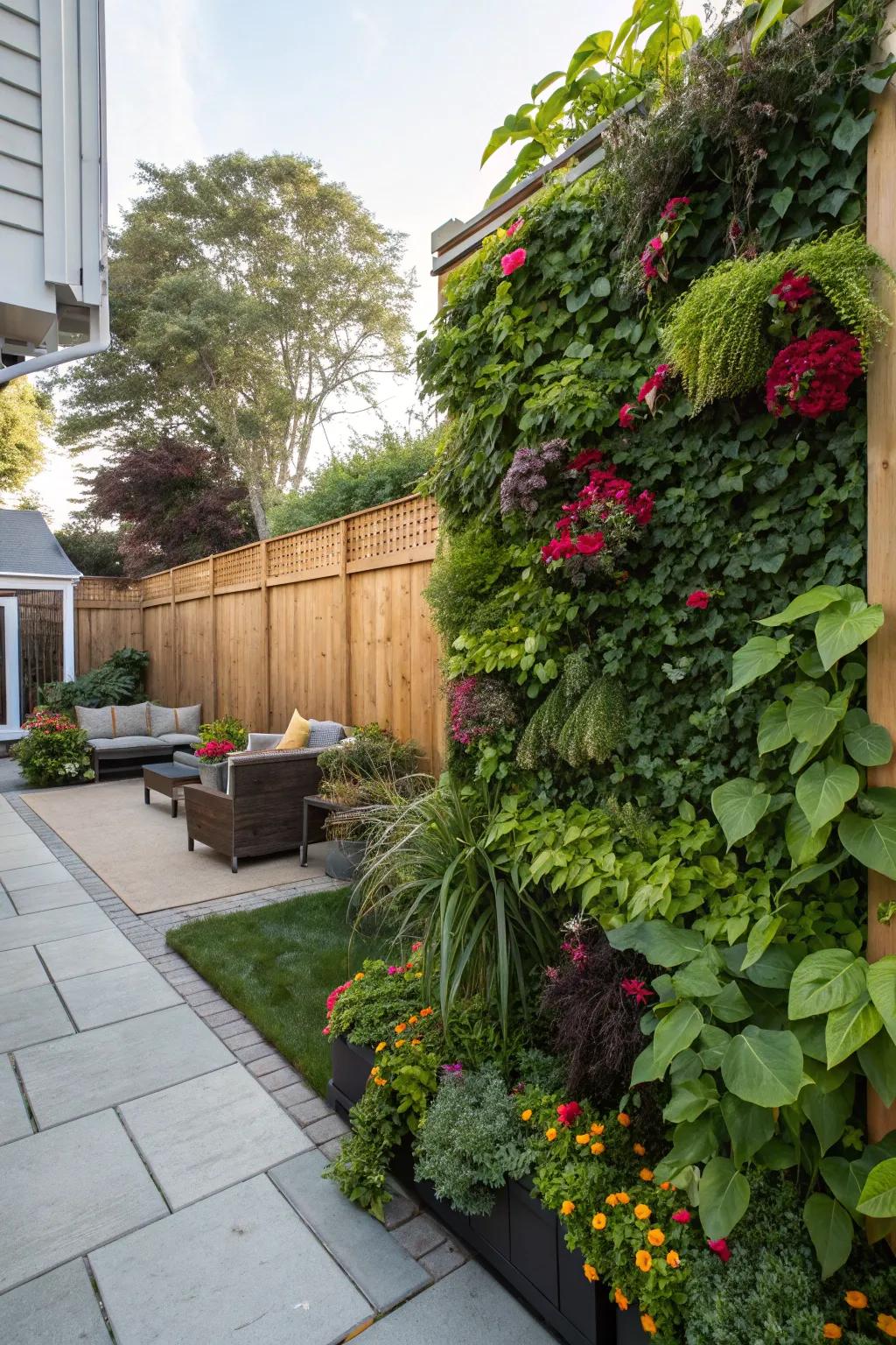 A living wall breathes life into any backyard.