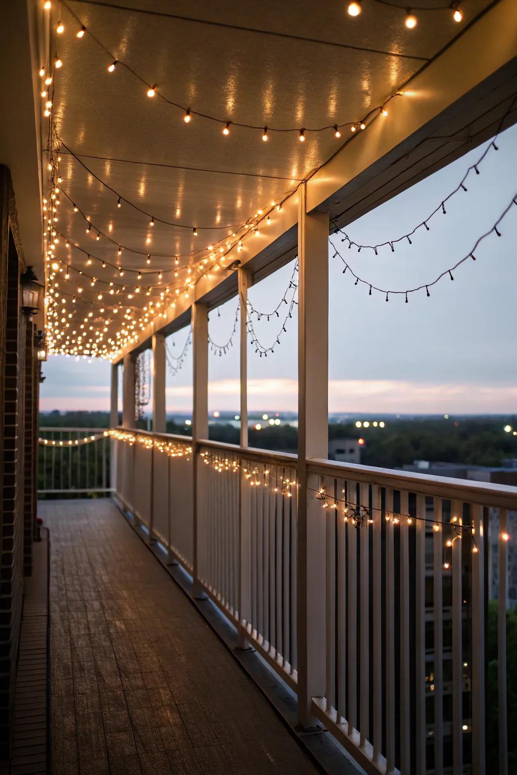 Festoon lights craft a welcoming and pleasant mood on any balcony.