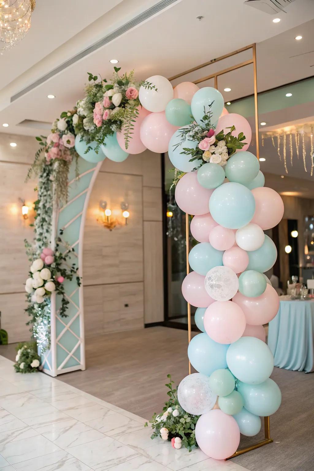 An elegant balloon gateway is the ideal welcome for baby shower guests.