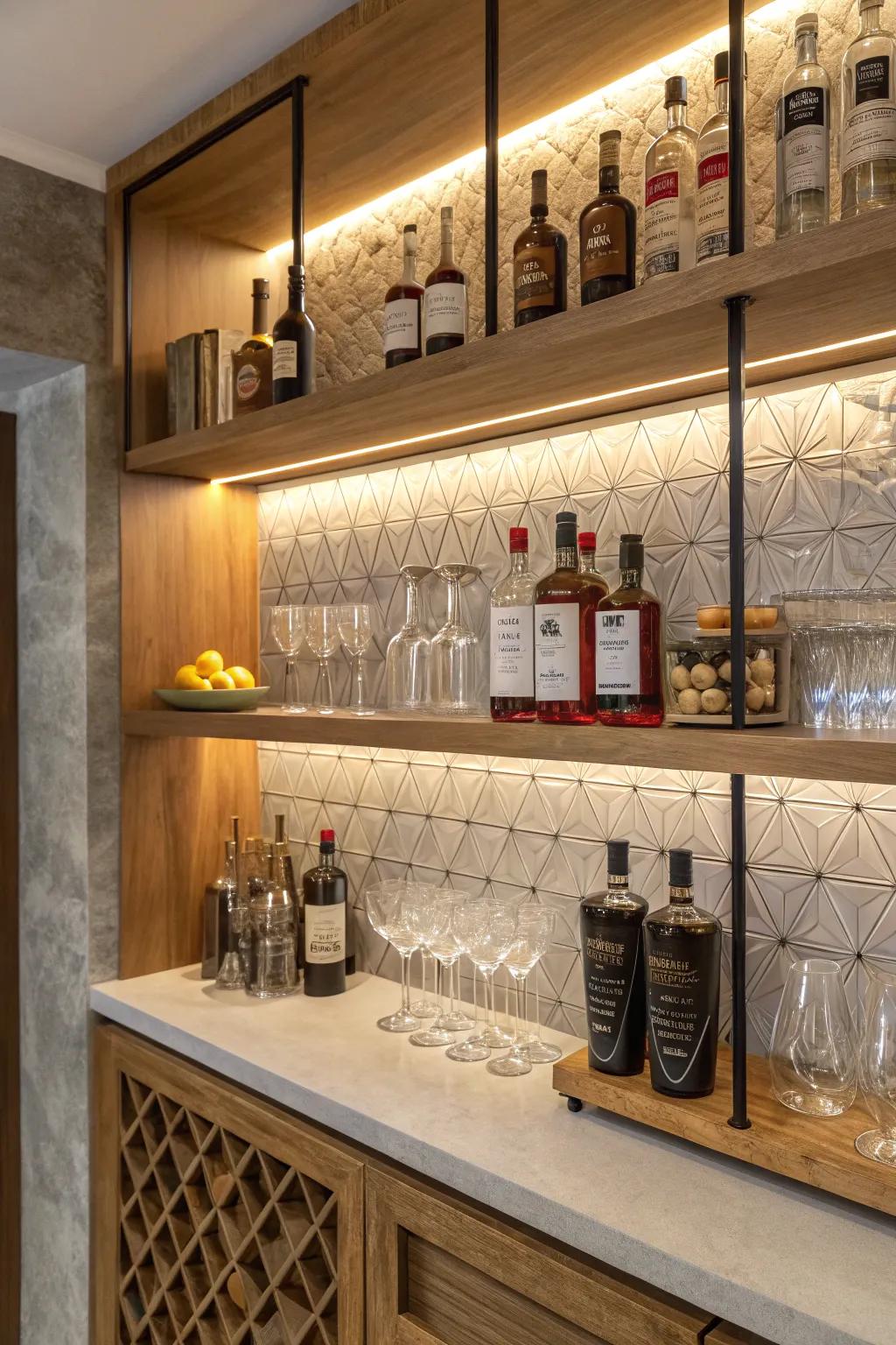 Display shelving enhances your bar with flair and ease.