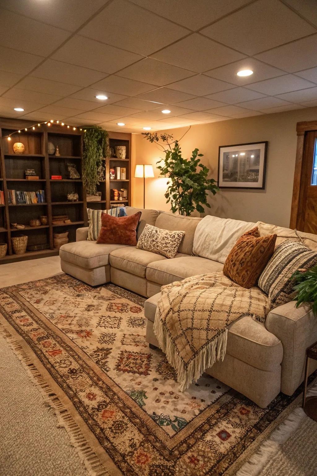 A welcoming basement living area ideal for family moments.
