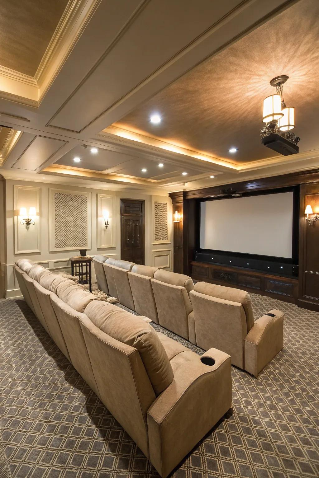 Sumptuous reclining seats establish a deluxe and true theater atmosphere within your residence.