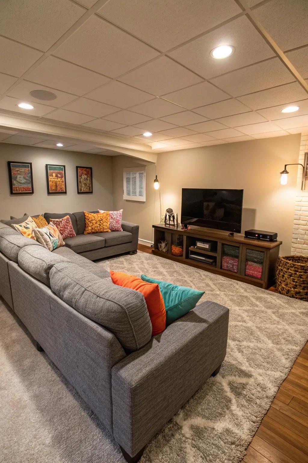 A sumptuous sectional is perfect for relaxation.