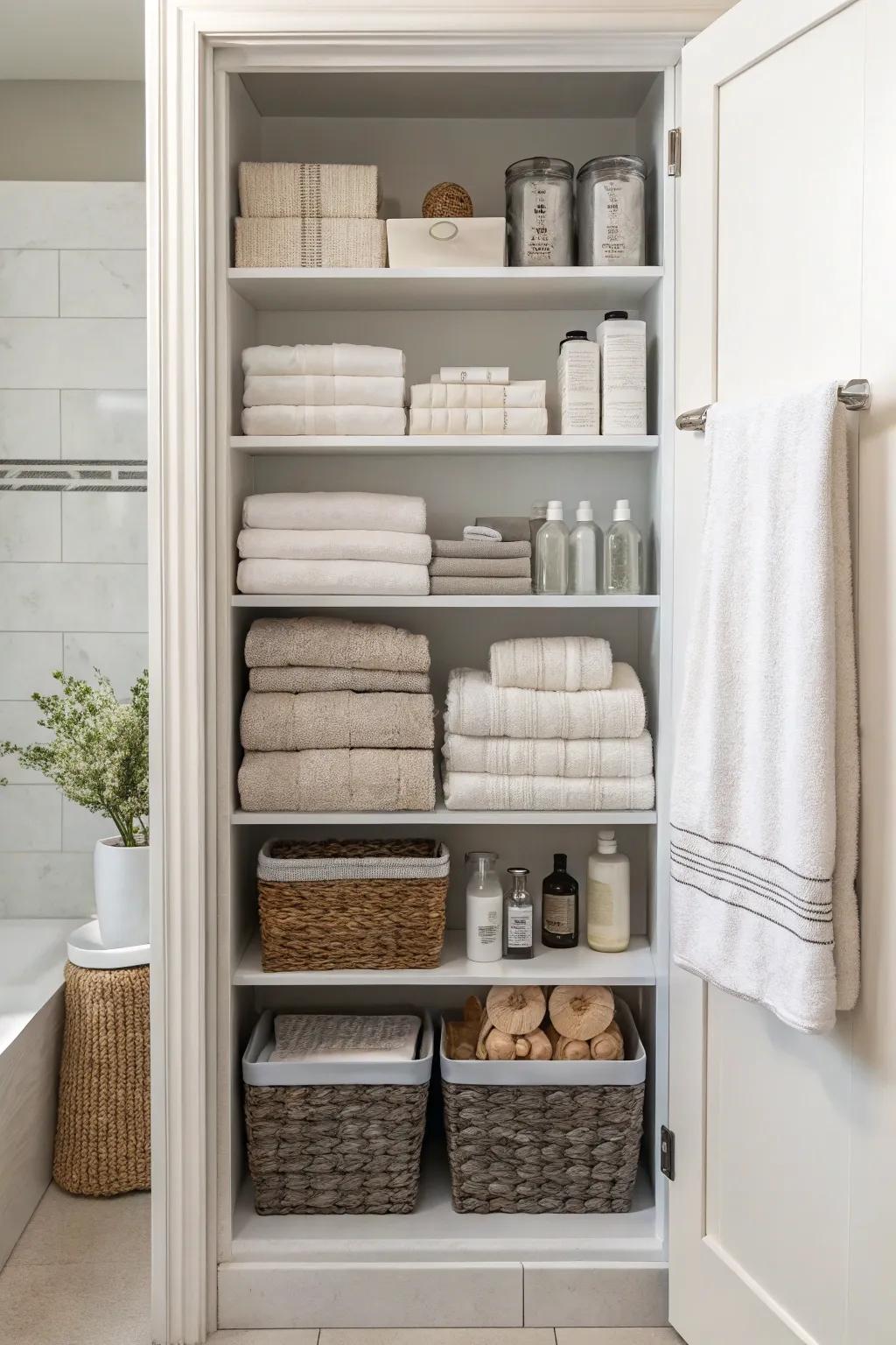 Maximize space by using adjustable shelving.