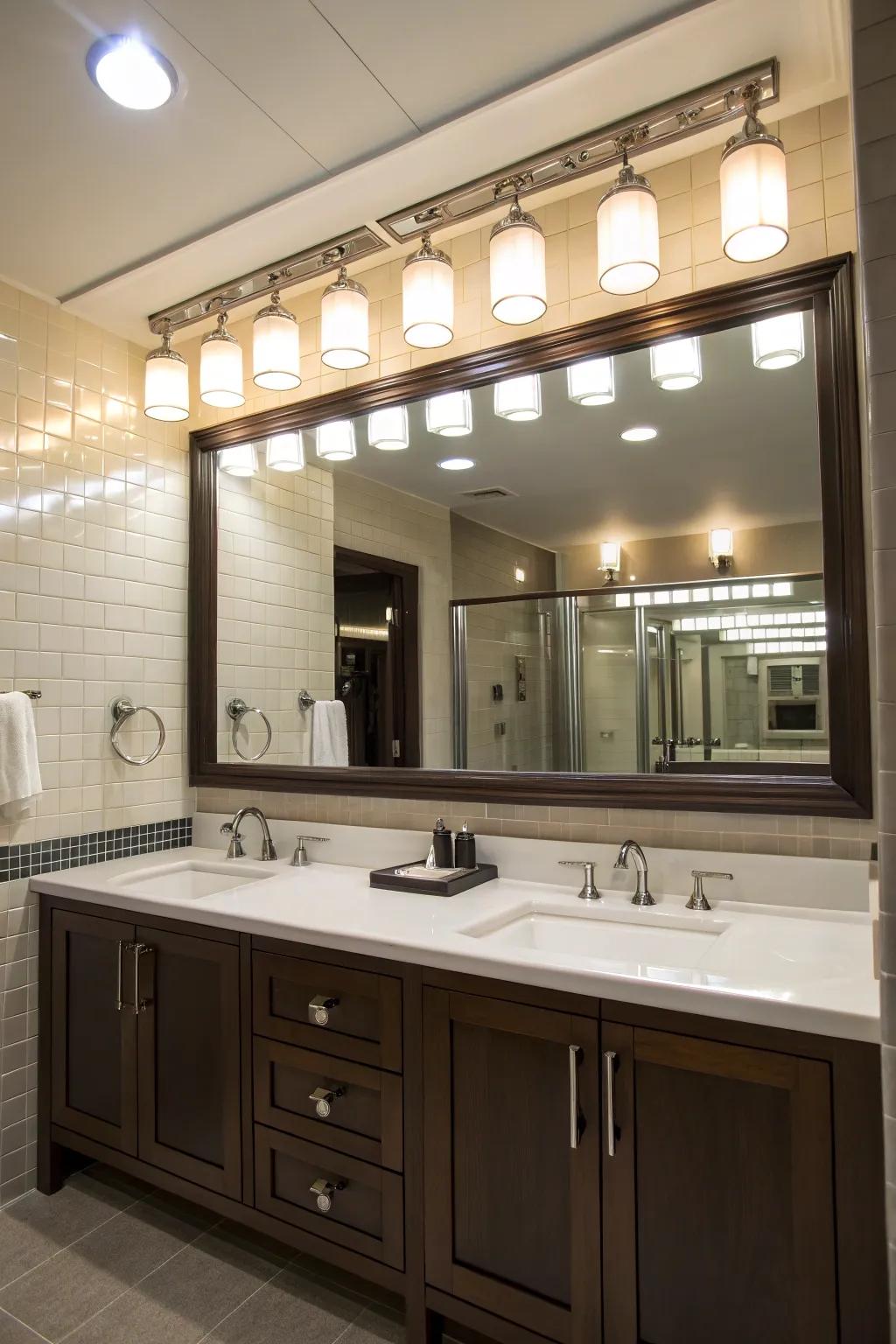 Vanity lighting that's both elegant and clear.