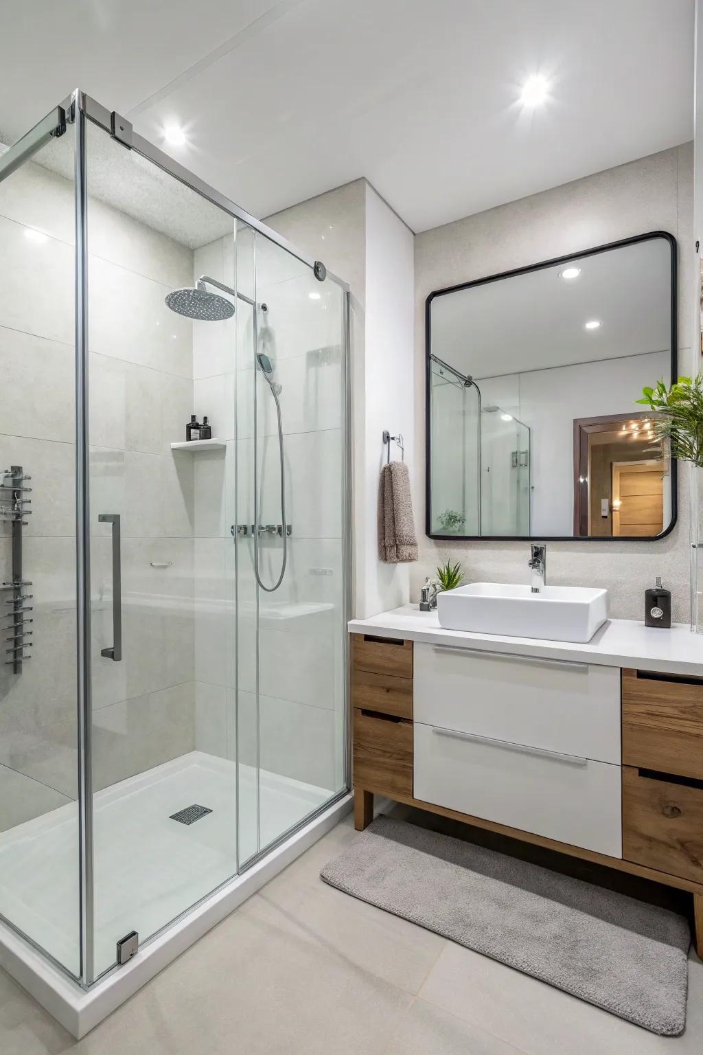 Simplicity is essential for a polished, contemporary bathroom aesthetic.
