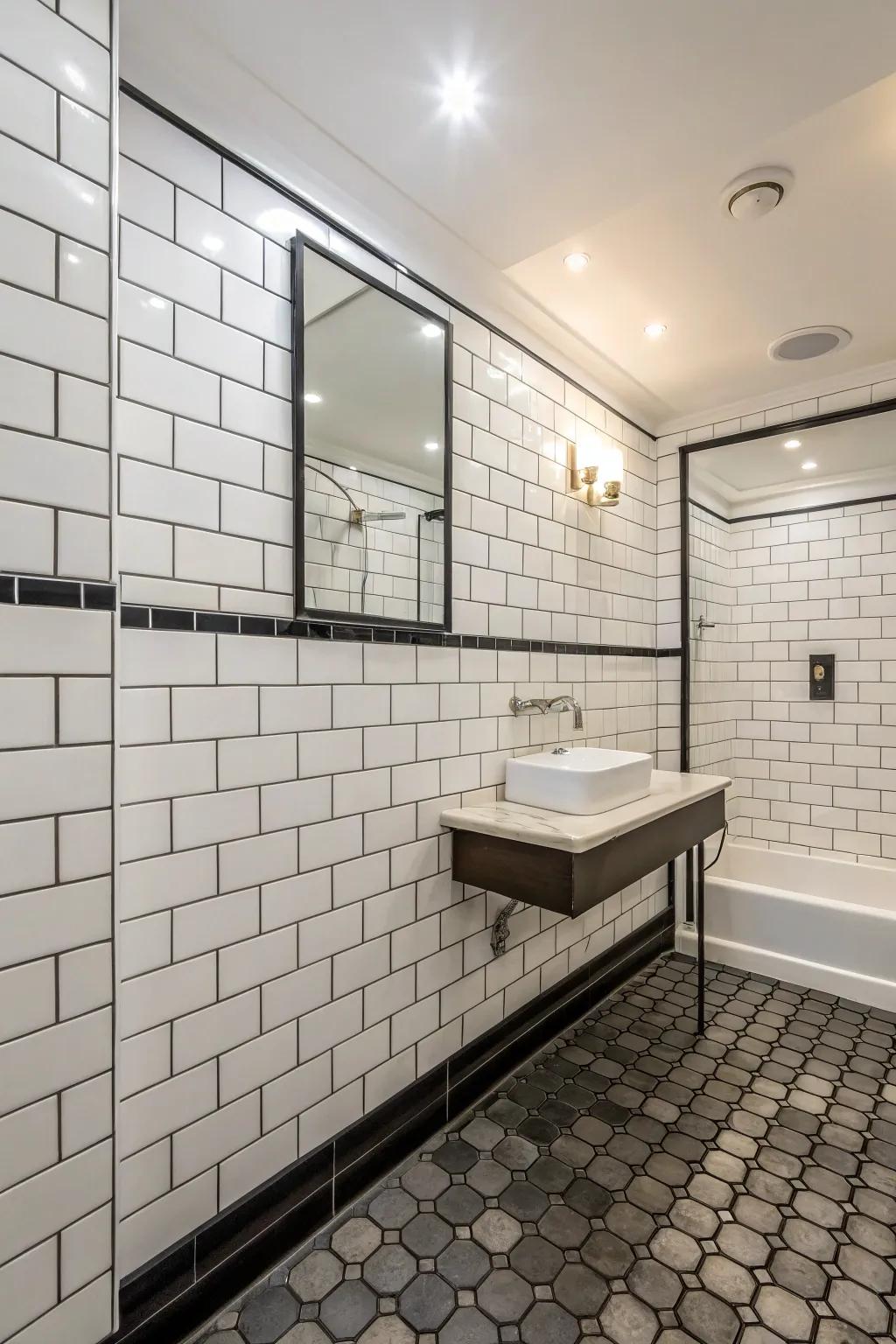 Classic rectangular surfaces enhanced with a modern contrasting element.