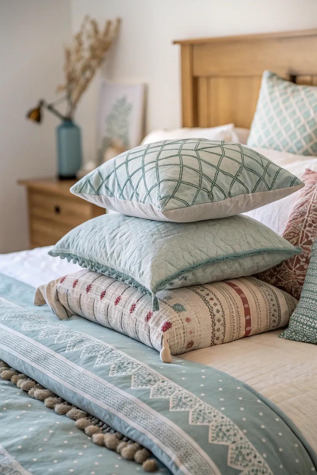 Layer your cushions to create an elegant space that encourages relaxation.