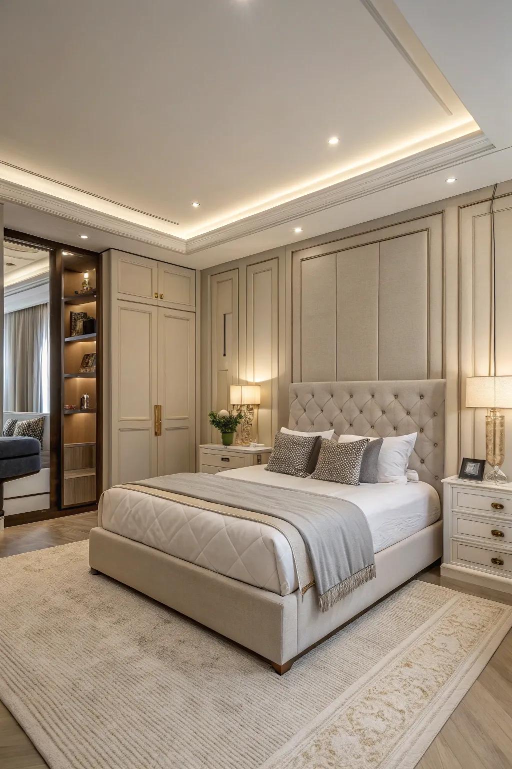 Sleek bespoke panels deliver a contemporary feel to the bed's foundation.
