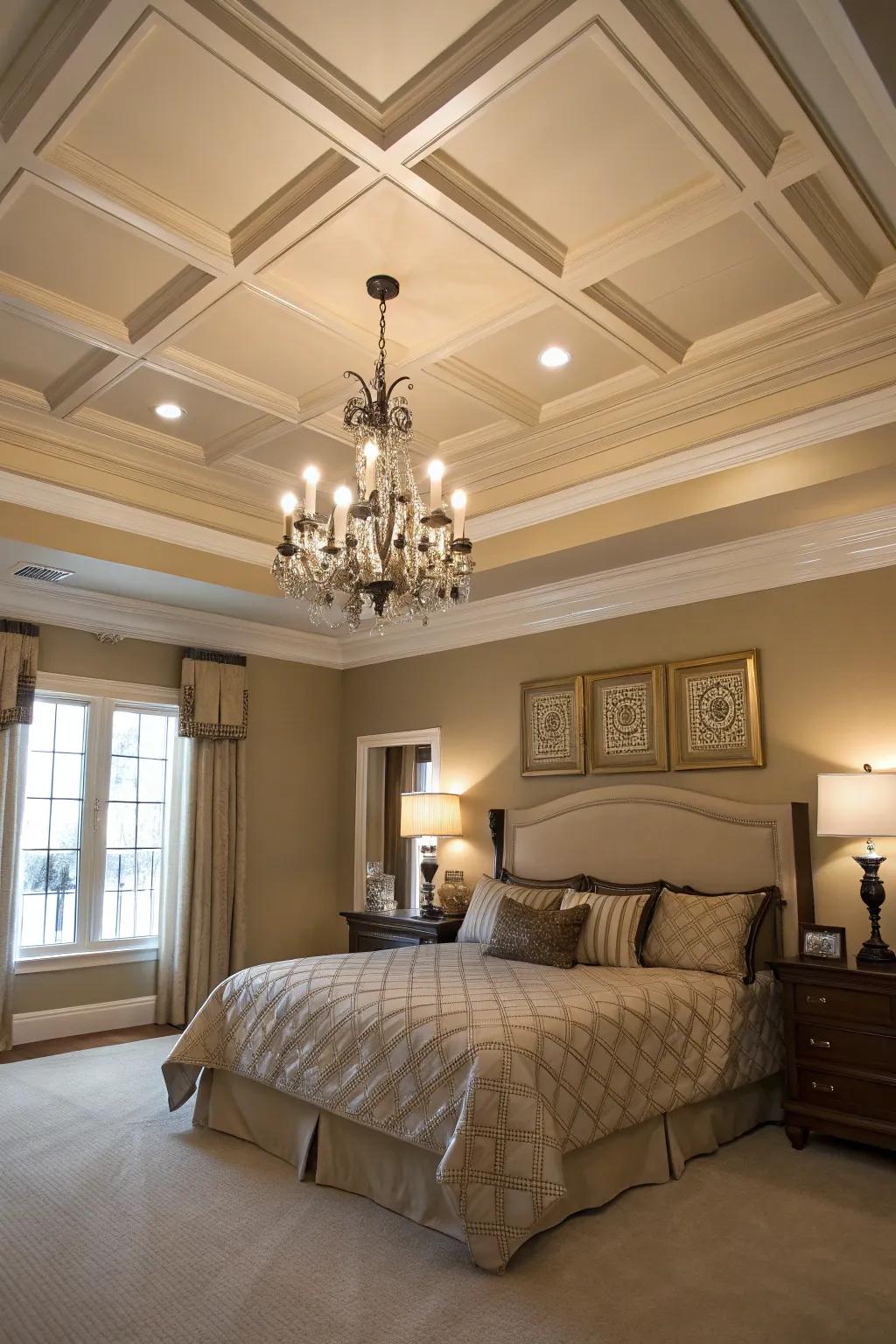 Elevate your space with a sophisticated coffered ceiling design.