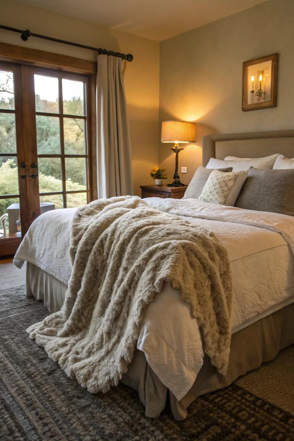 A soft throw enhances both the comfort and aesthetic of your bedroom.
