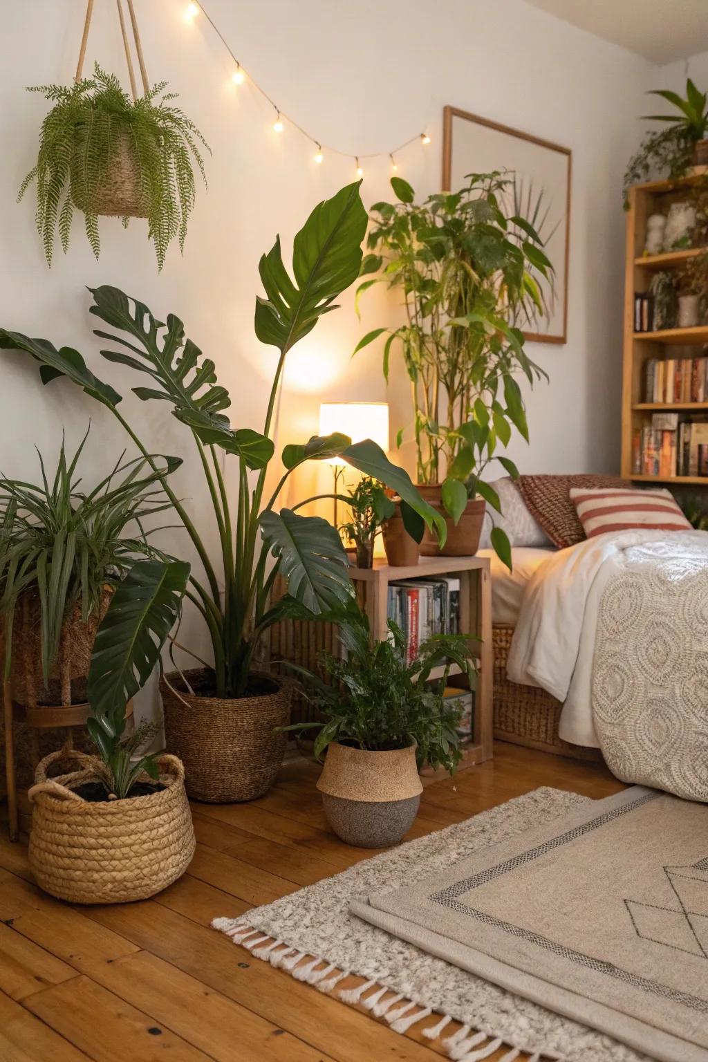 A formerly barren corner now overflows with vitality and peace.