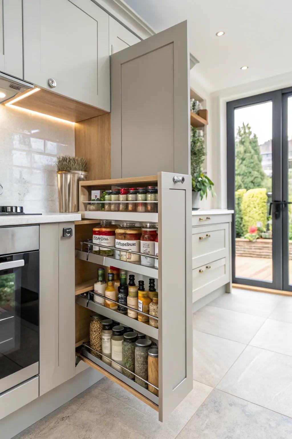 Make the most of space with door-mounted spice racks.