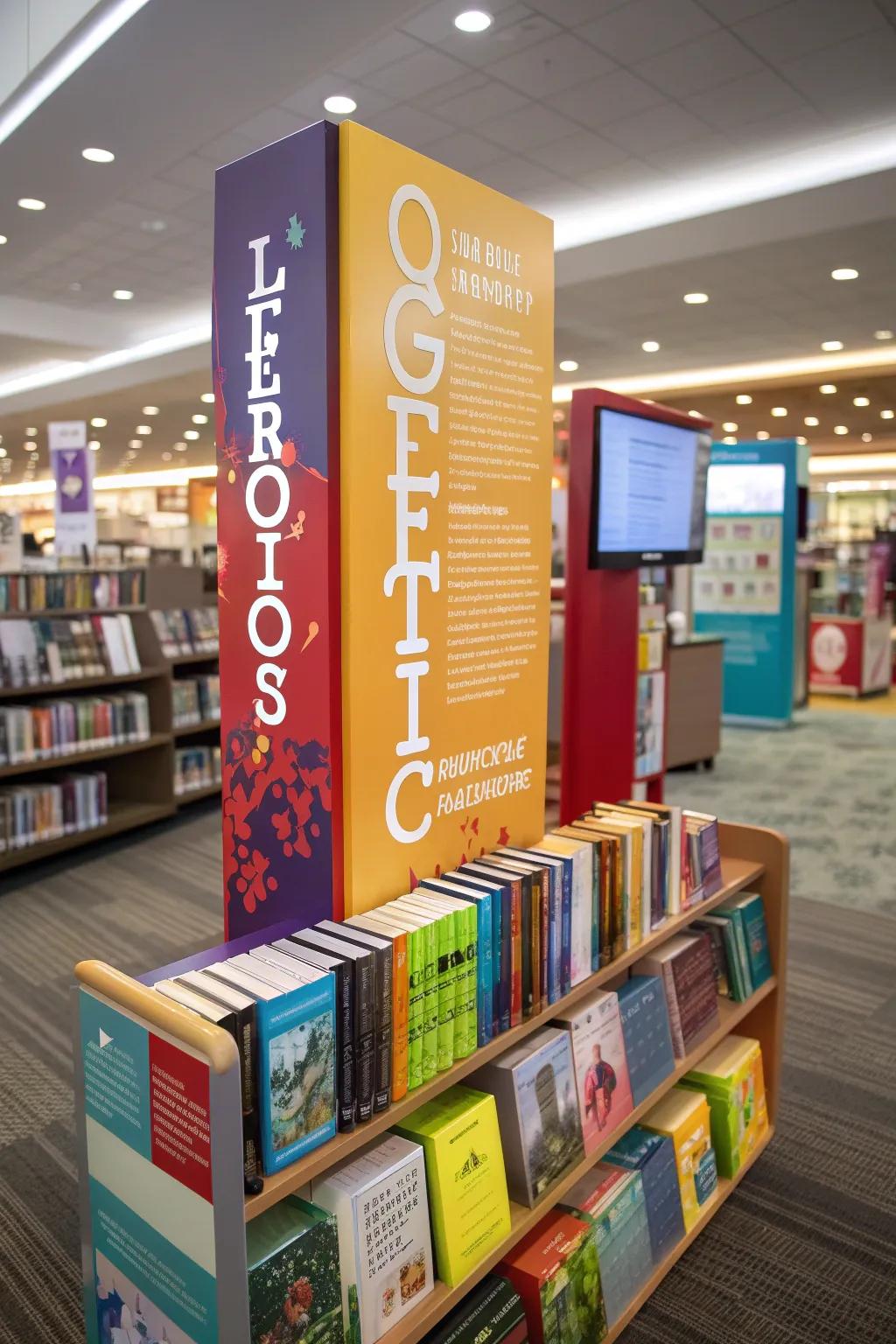 Engaging signage with questions that invite readers to explore.