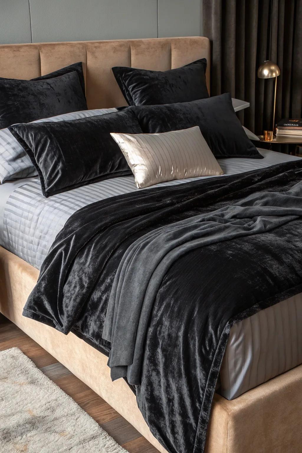 Achieving a luxurious atmosphere through textural layering.