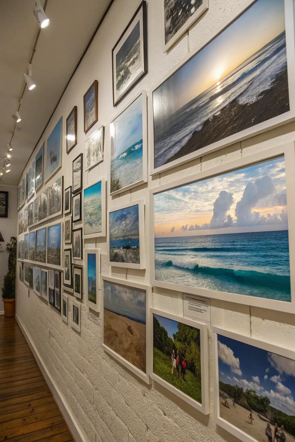 Cultivate an intimate and expansive ambiance with a blue-themed photo collage.