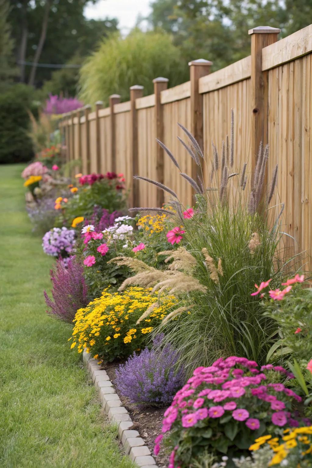 A lively mini garden has the power to completely change the look of a fence's base.