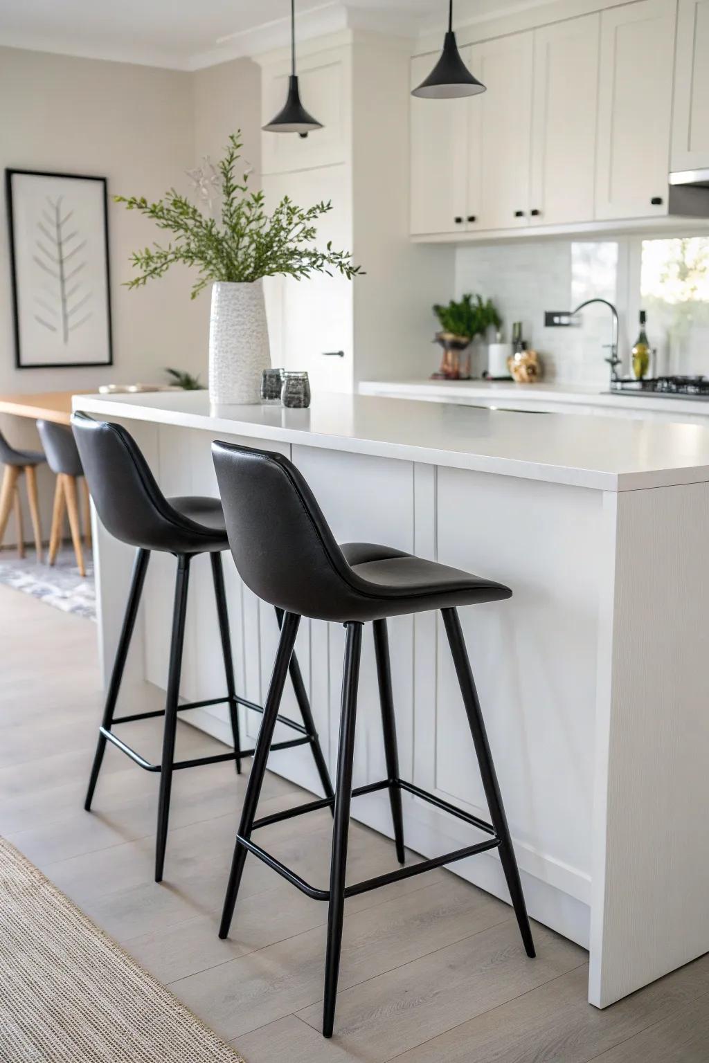 A minimalist breakfast bar fitting effortlessly into a contemporary kitchen design.