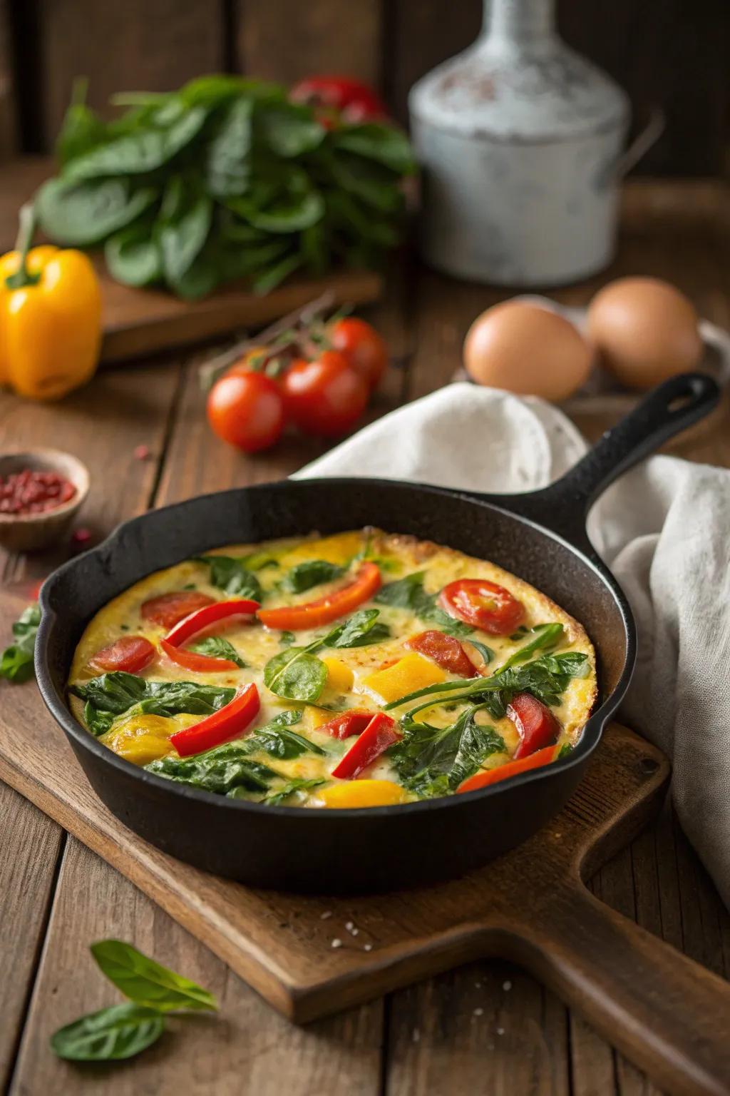 Wholesome vegetable baked omelet, excellent for a nutritious breakfast.