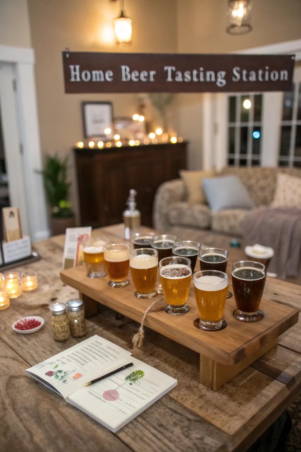 A perfect beer tasting station, all set for your guests to explore.