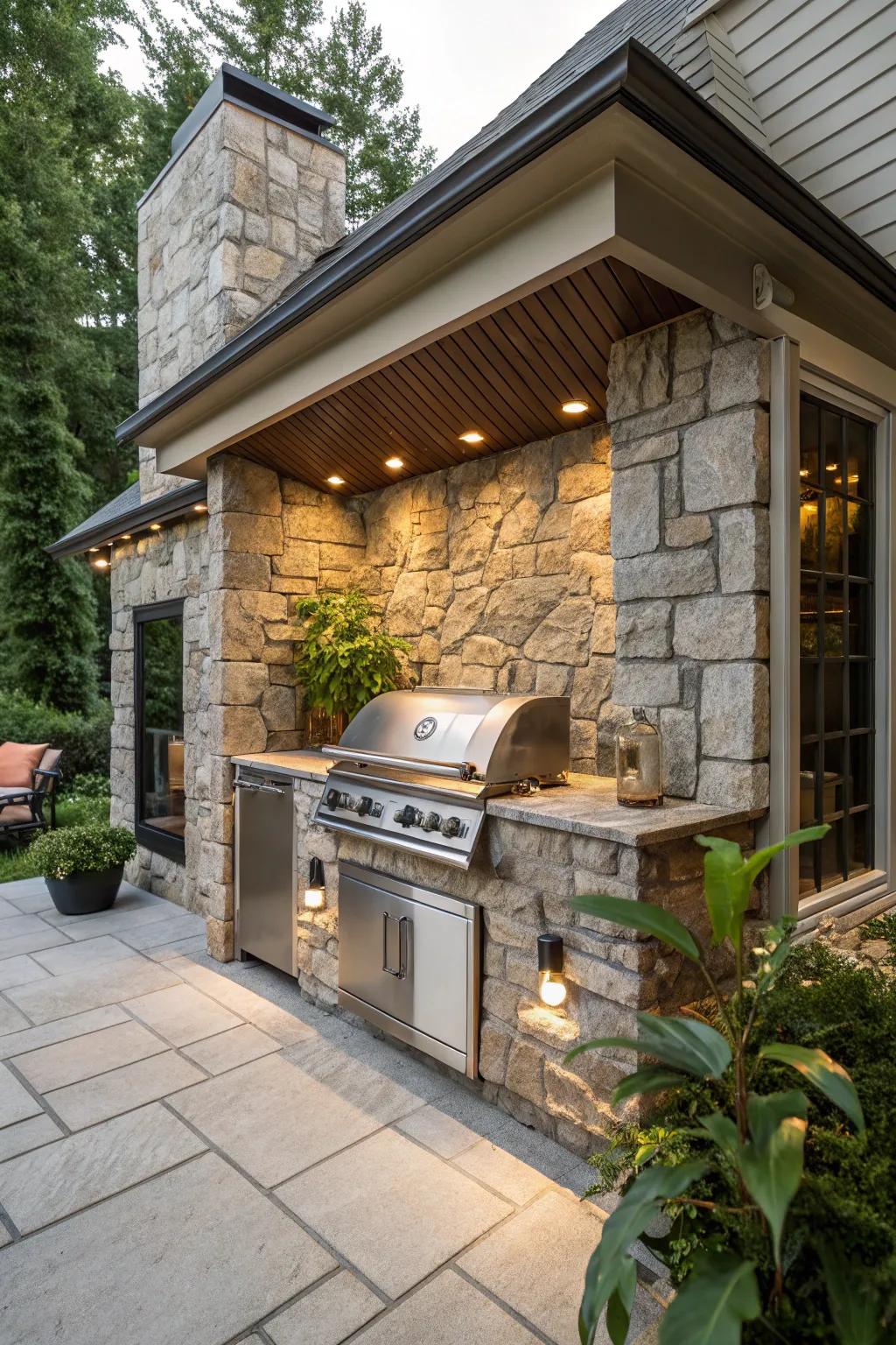 A seamlessly integrated BBQ with ageless stone detailing.