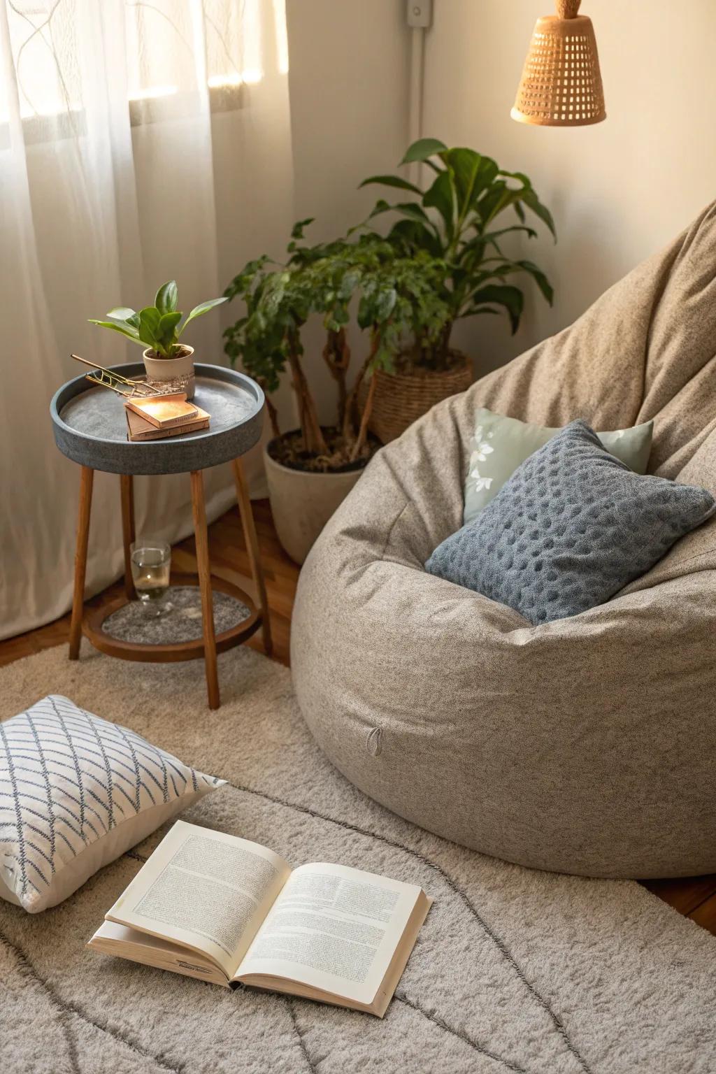 Find comfort with a plush lounger in your peaceful nook.