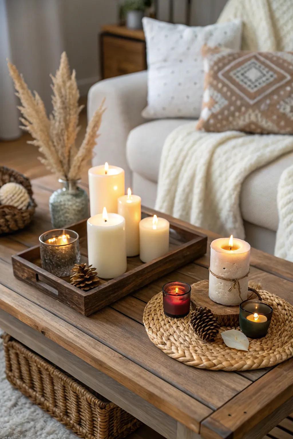 Varying the heights of candles gives your decor a sense of depth.