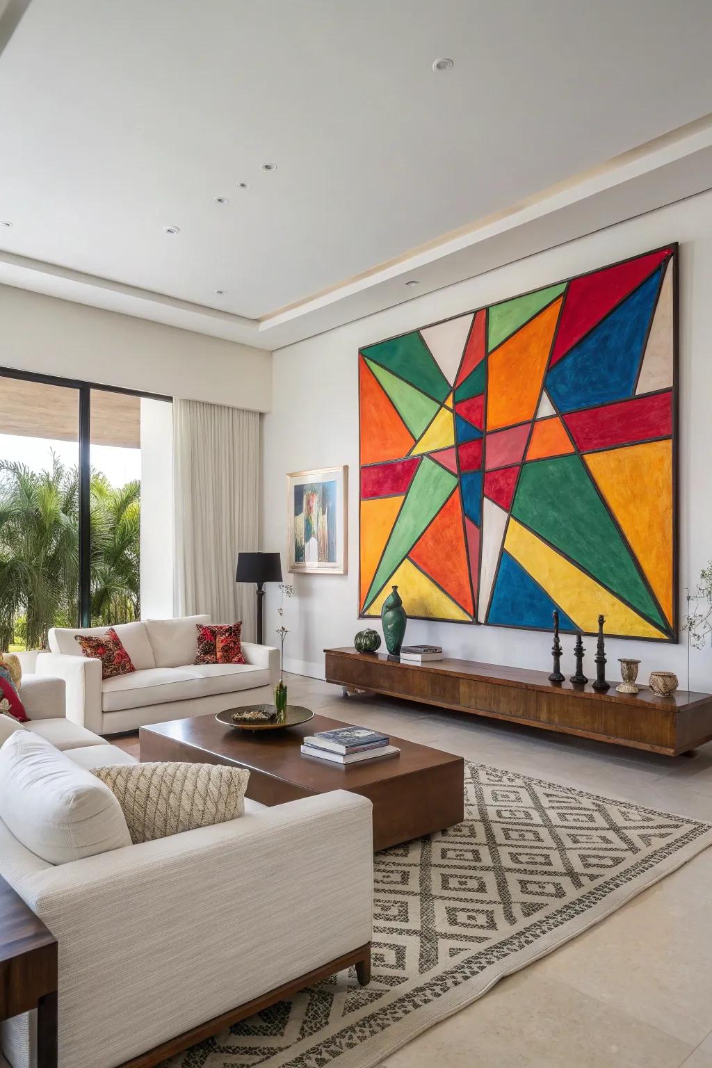 Striking abstract art infuses vibrancy into any setting.
