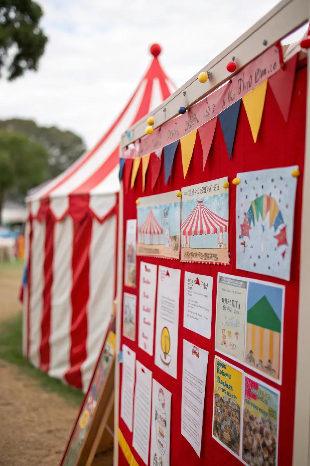 A captivating pinboard featuring traditional circus tents that inspire a feeling of amazement.