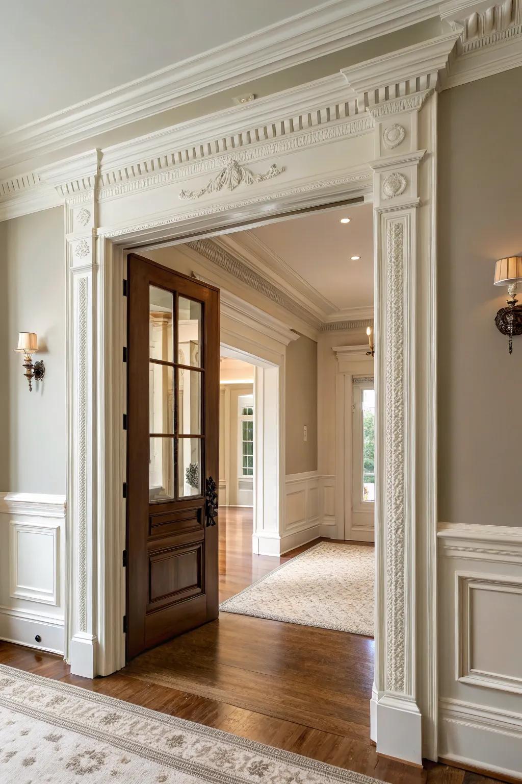 Refined crown details bring classic sophistication to doorways.