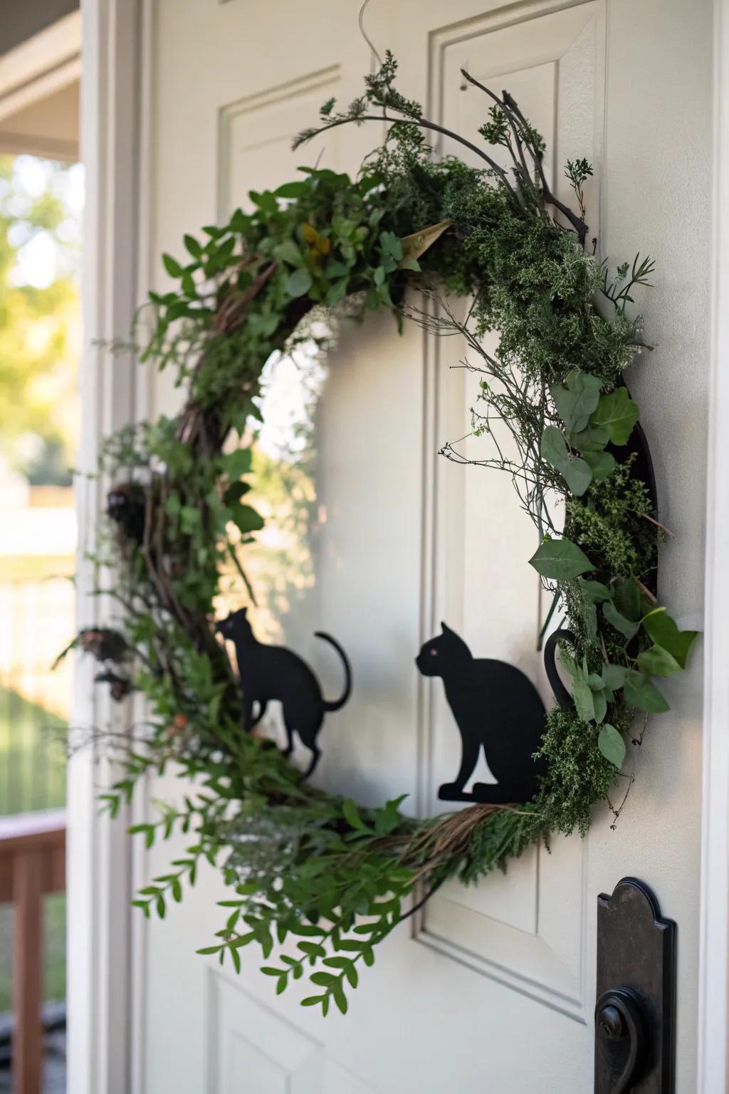 An eerie yet stylish shadow feline decorative loop.