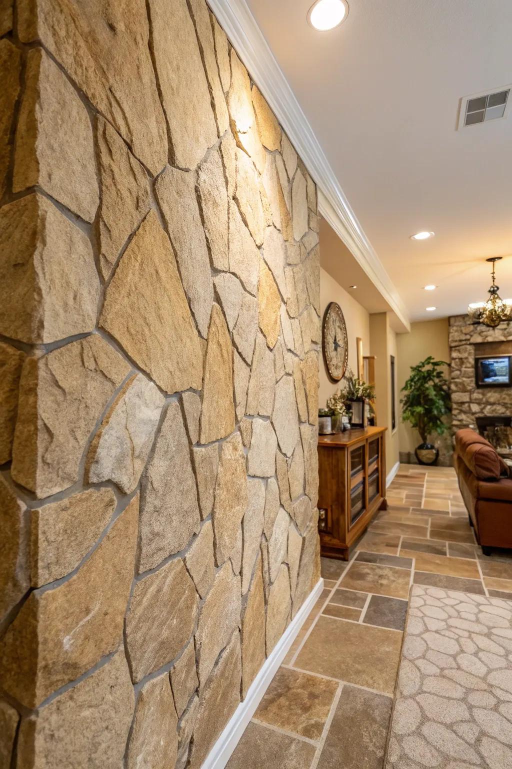 Stone and rock effects bring forth an organic cave setting.