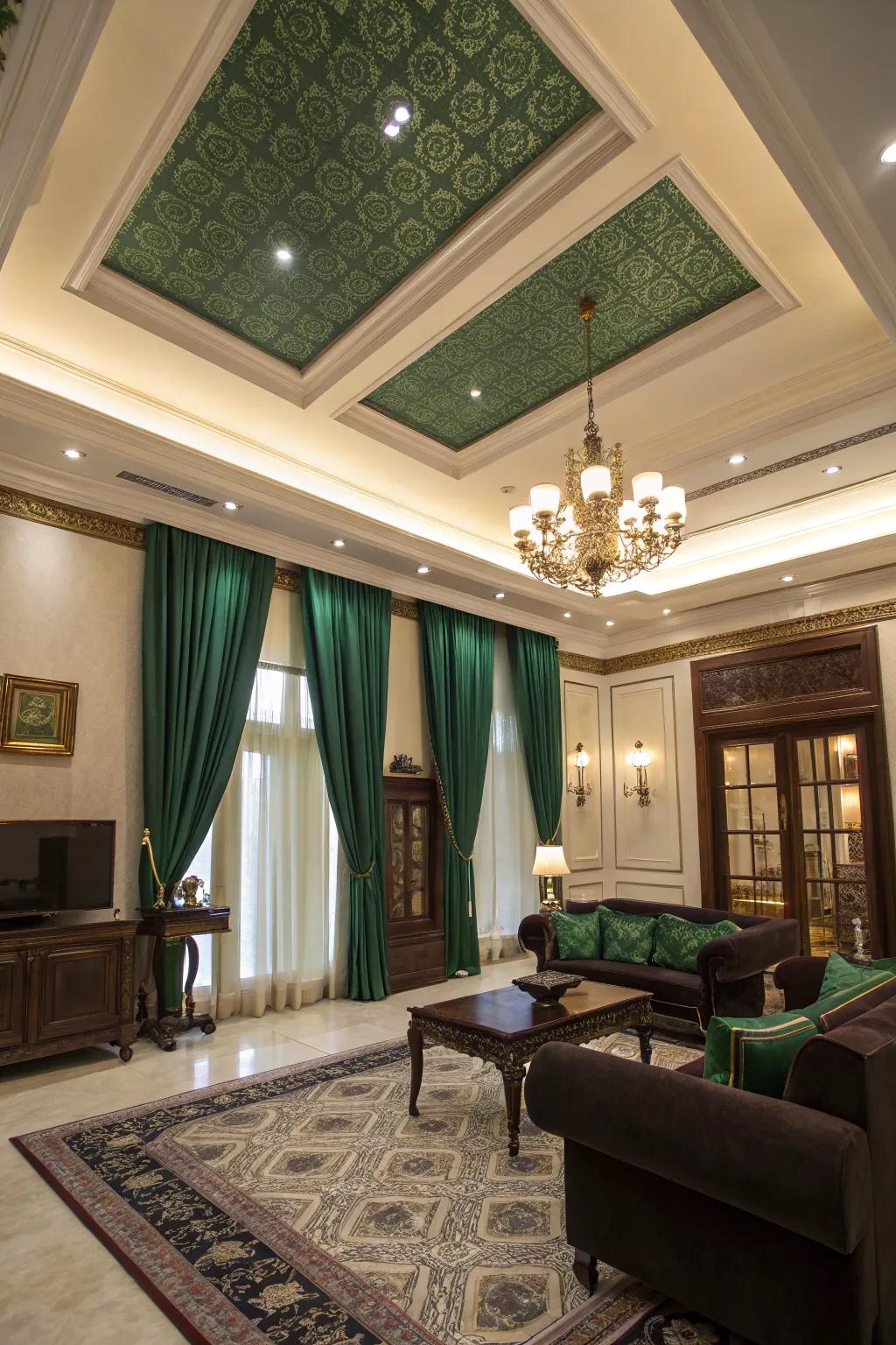 Rich-toned curtains adding a touch of opulence